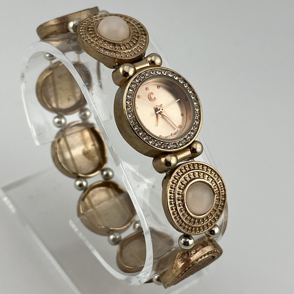 Charming Charlie Watch Women‎ Rose Gold Stretch Band Crystal Bezel- New Battery